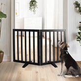 ZJSF freestanding dog gate in wood panels for easy hallway setup and pet separation.