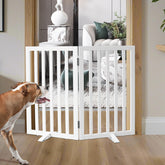ZJSF freestanding dog gate cedar wood assembled for immediate use.