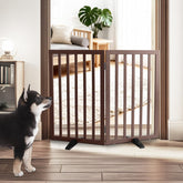 ZJSF freestanding cedar dog gate with natural wood finish and durability
