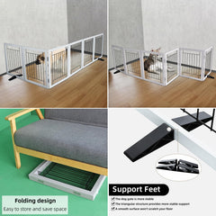 zjsf freestanding dog gate wooden panels with durable hinges