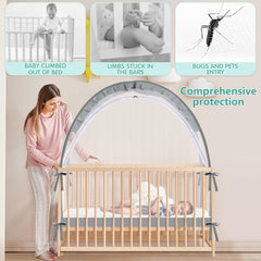 Zkaitoy crib tent breathable mesh promotes good airflow for baby comfort.