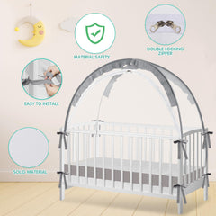 Zkaitoy crib tent double zipper prevents access from inside for safer containment.