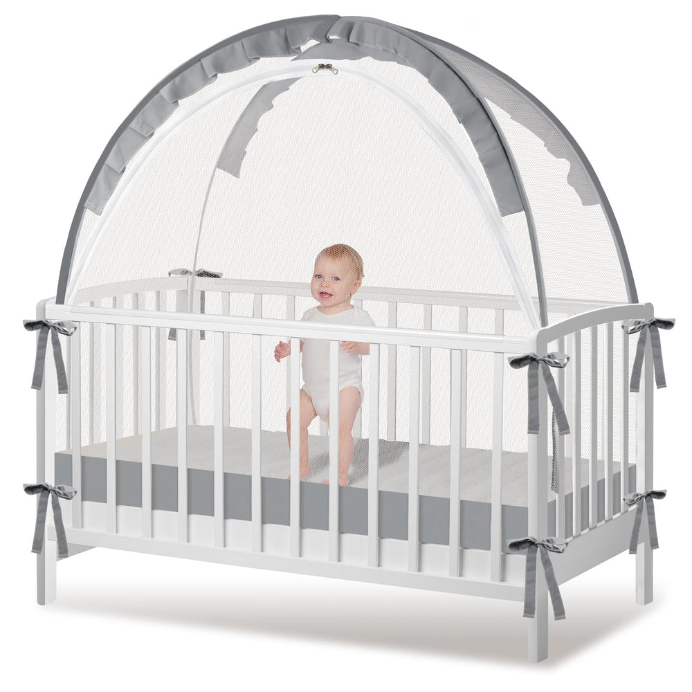 Zkaitoy crib tent pop-up assembly demonstrates quick setup for busy parents.