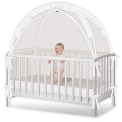 Zkaitoy Crib Tent pops up instantly for quick containment.