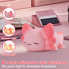 ZKLiLi Axolotl Night Light displays seven colors for calming room ambience.