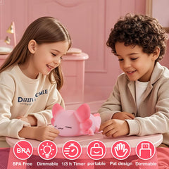 ZKLiLi Axolotl Night Light side view shows a durable silicone shell for kid use.