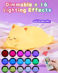 ZKLiLi cat lamp demonstrates tap control for bedside color changes.