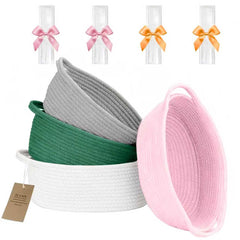 ZLYNN 4pcs woven baskets with cotton rope handles for organized storage