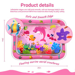 ZMLM pink water mat 26x24 inches supports tummy time exploration.