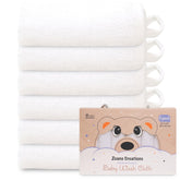 Zoane Creations premium baby wash cloths pack of 6 white—gentle everyday bath time essential.