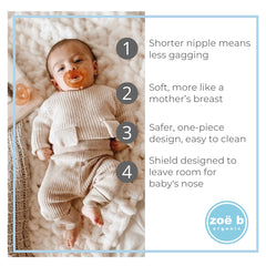 Zoë b Organic Simply Rubber Pacifier orthodontic nipple designed for teething phases
