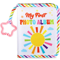 ZOIIWA Baby's My First Family Album cover with sun and rainbow invites memory-keeping.