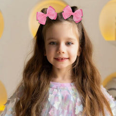 Zolyco Tiny 3-Inch Organza Double Bow Clip for bangs, gentle hold