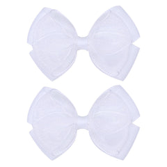 Zolyco Tiny 3 Inch Organza Double Hair Bow Clip close-up, soft and secure for delicate hair