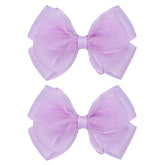 Zolyco Tiny 3 Inch Organza bow light purple close-up for gentle baby hair