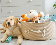 zombati woof basket grey beige colors blend with neutral decor and pet spaces