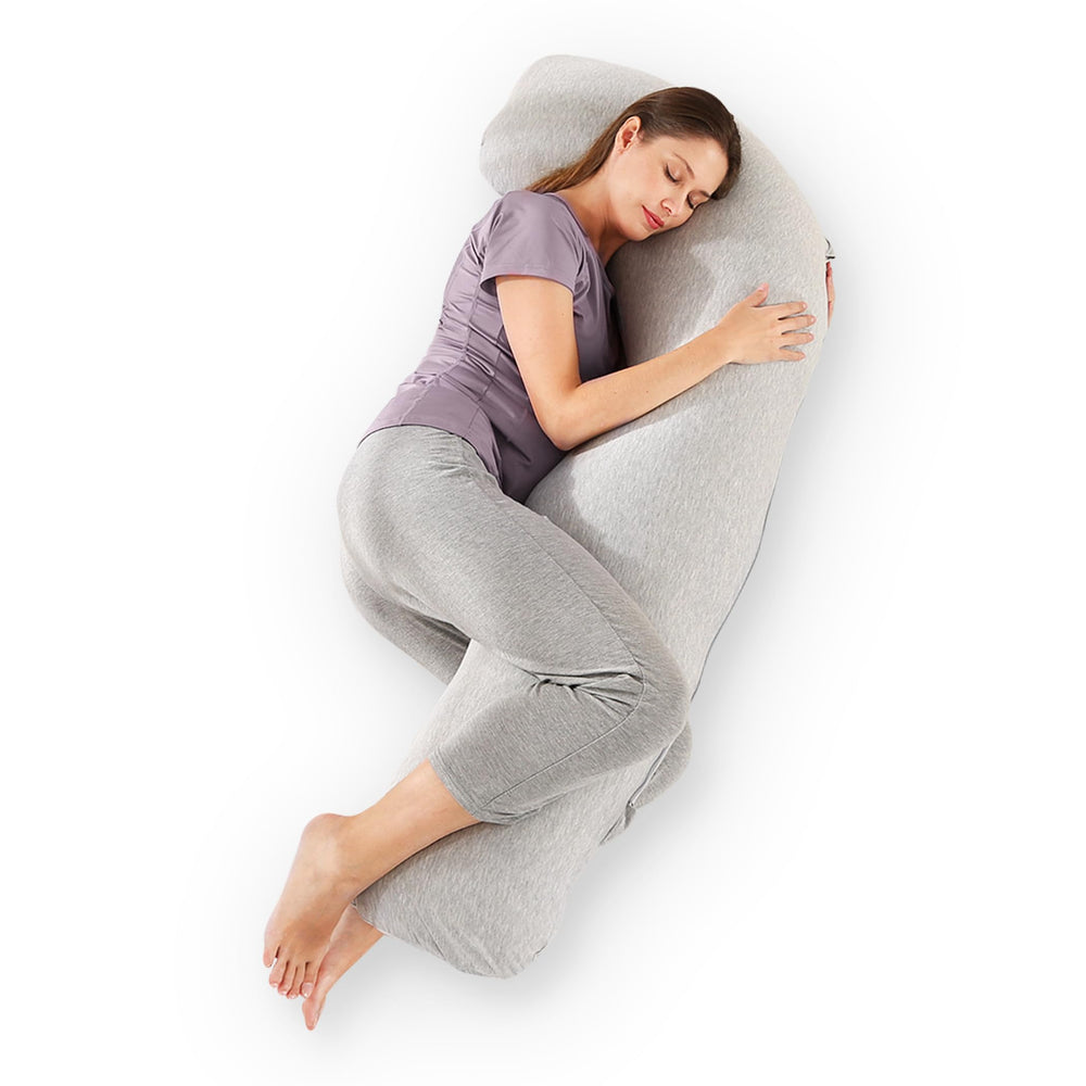 Zomee Comfort Pregnancy Pillow front view showing neck and back support.