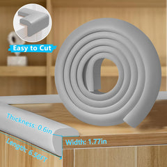 ZOMPAGO L-shape corner guard white on wood demonstrates seamless protection for sharp edges.
