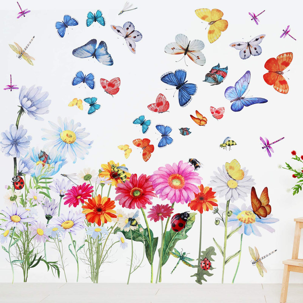 Zonon 64 Pcs wall decals featuring flowers and butterflies brighten nursery decor