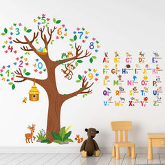 Zonon animal alphabet tree wall decal 3-sheets brighten kid's room and boost early literacy.