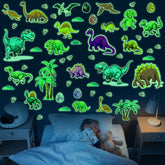 Zonon dinosaur wall decal forest scene brightening a playroom.