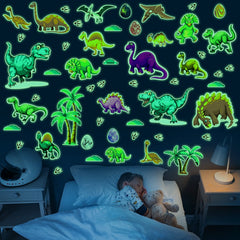 Zonon dinosaur wall decal forest scene brightening a playroom.