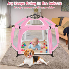 Zooawa pop up playpen fully expanded to 59 inches for spacious crawling