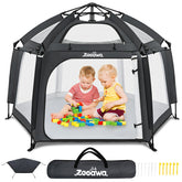 Zooawa Pop Up Playpen setup shows quick assembly for on-the-go families.