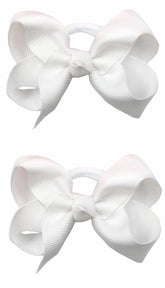 ZOONAI 3-inch baby bow white front view enhances everyday outfits