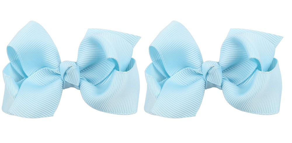 ZOONAI 3-inch light blue baby bow clip on a tiny head for photo days