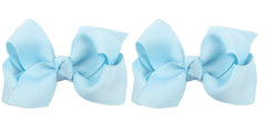 ZOONAI 3-inch light blue baby bow clip on a tiny head for photo days