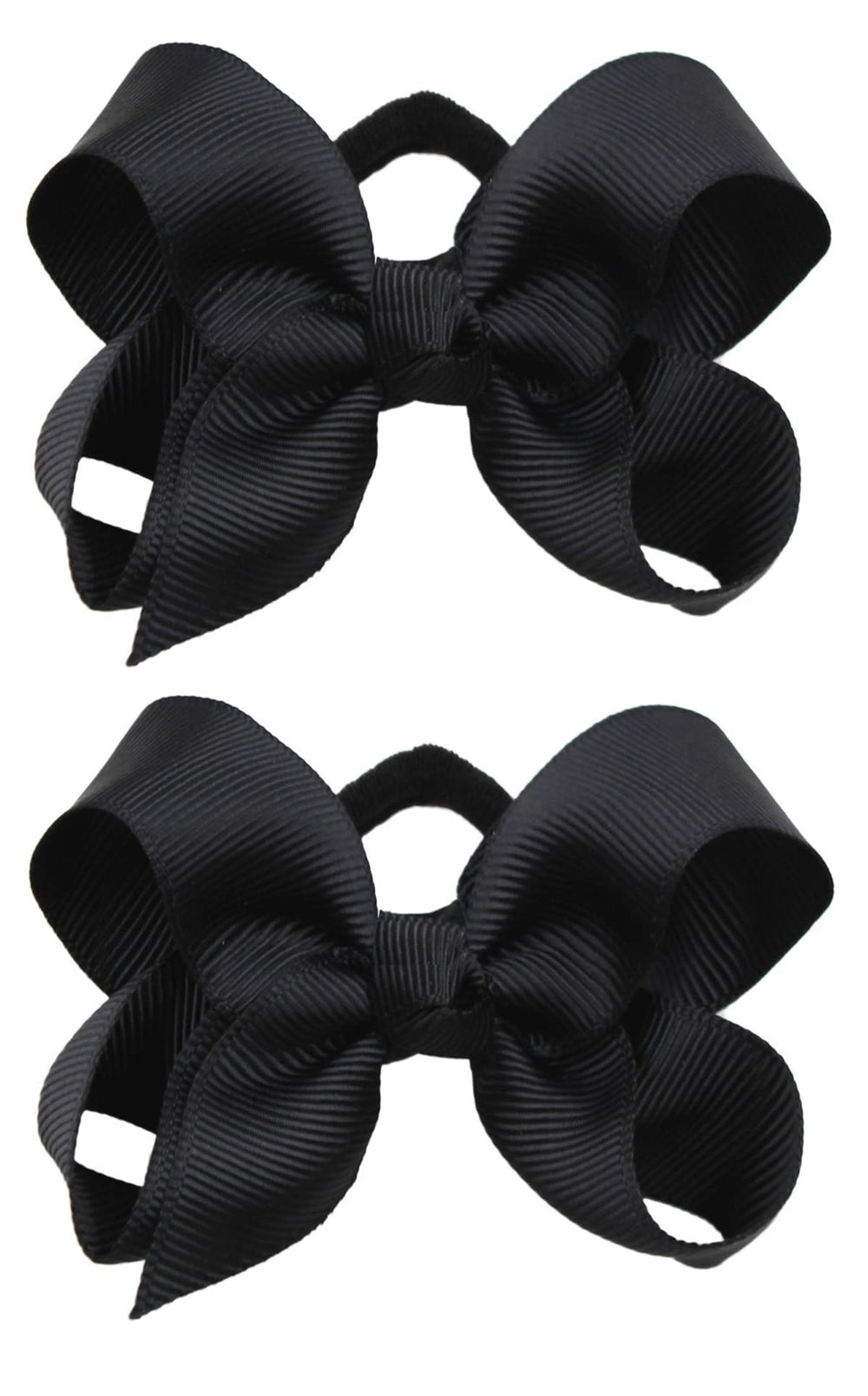ZOONAI 3-inch baby girl bows in black, 2-pack for versatile styling