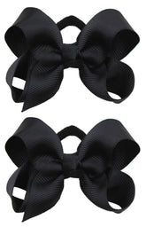 ZOONAI 3-inch baby girl bows in black, 2-pack for versatile styling