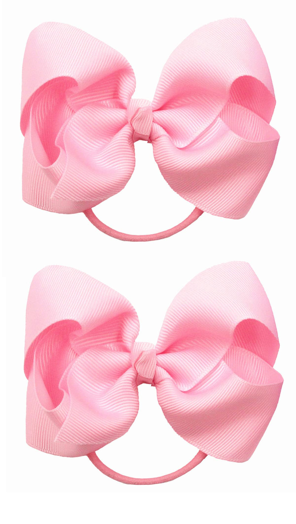 ZOONAI 4-inch baby bow pink close-up on elastic hair tie for secure ponytails.