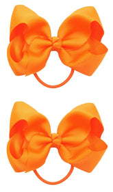 ZOONAI 4-inch orange hair bow for baby girls with elastic tie