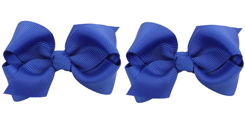 ZOONAI blue 3-inch baby bow clip, front view, ideal for photo-ready outfits.