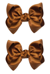 ZOONAI deep brown 3-inch baby bow clip close-up for stylish photo moments
