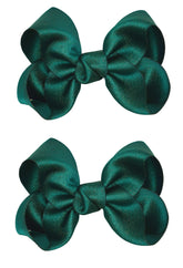 ZOONAI green bow hair clip front view for stylish baby girl looks.