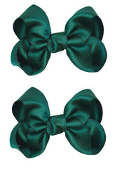 ZOONAI green bow hair clip front view for stylish baby girl looks.