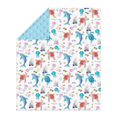 ZoUbqchY fantasy sea animals blanket with dotted back adds tactile depth and comfort.