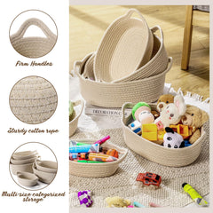 Zopeal beige cotton rope basket large stores blankets, toys, or magazines.