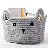 Zopeal Cat Basket with a cute cat face holds small toys in a tidy playroom.