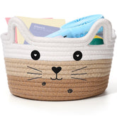 Zopeal cat basket with ear handles stores toys while adding playful decor.