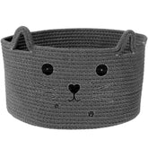 Zopeal Cat Basket Ears Closeup shows durable cotton rope and playful design for shelf organization.