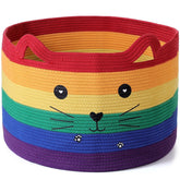 Zopeal cat basket woven organizer rainbow ideal for toy and laundry storage.