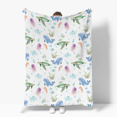 ZoUbqchY nursery decor sea life blanket draped for display