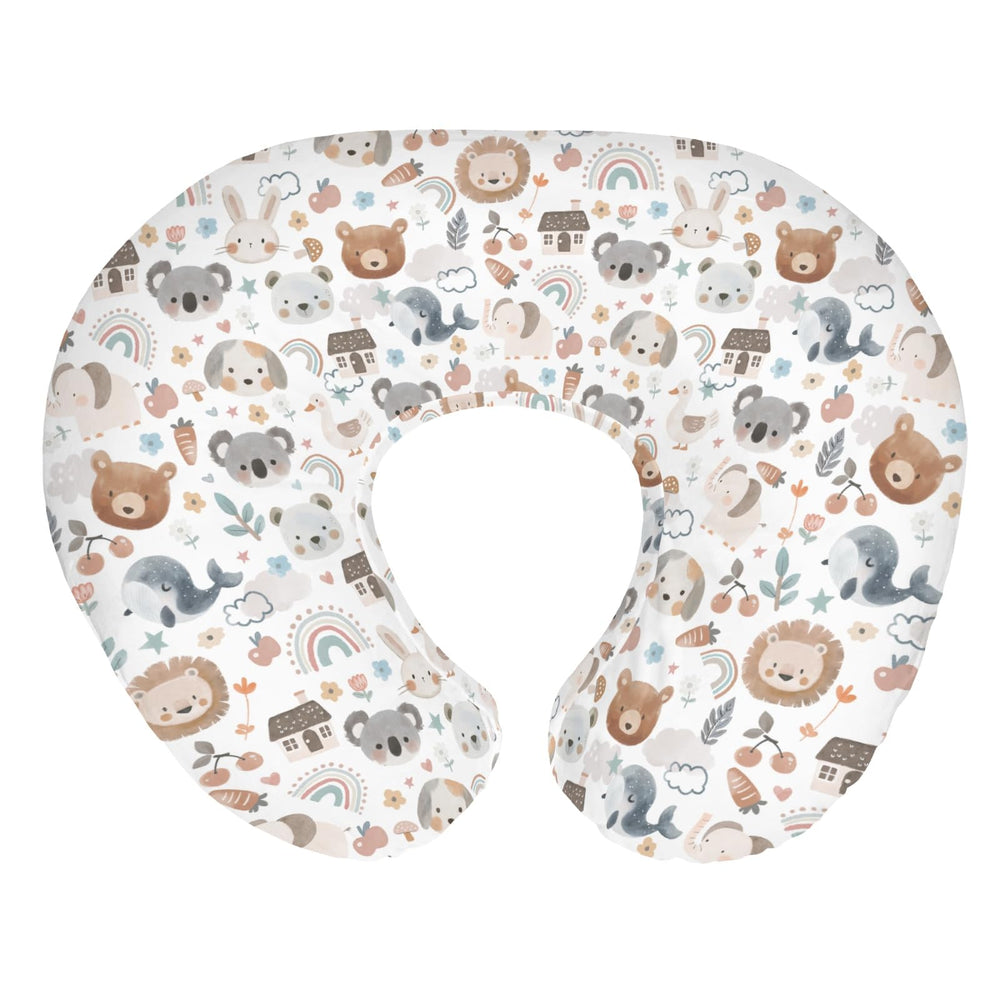 ZoUbqchY boho watercolor nursing pillow cover with animals enhances nursery decor and feeding setup.