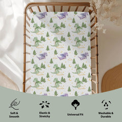 ZoUbqchY fantasy dragons crib sheet pattern with whimsical motifs for nursery calm.