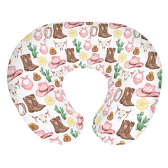 ZoUbqchY pink western cowgirl nursing cover front view, gentle skin-friendly fabric for baby feeding