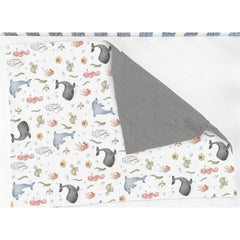 ZoUbqchY turtle illustration on double-layer sea-animals blanket for all seasons